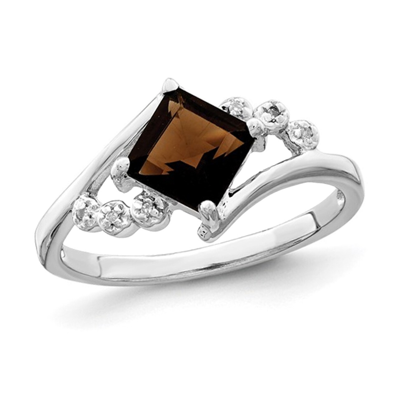 Gem And Harmony 4/5 Carat (ctw) Princess-Cut Smoky Quartz Ring in Sterling Silver